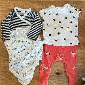 Hanna Andersson Bundle, Black/White Unicorns, 3-6 months